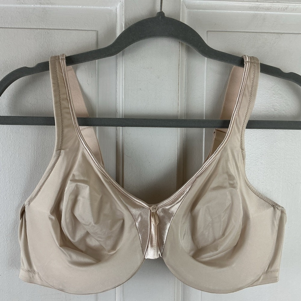 Olga Beige Satin Full Coverage Underwire Bra Size 38D 35002